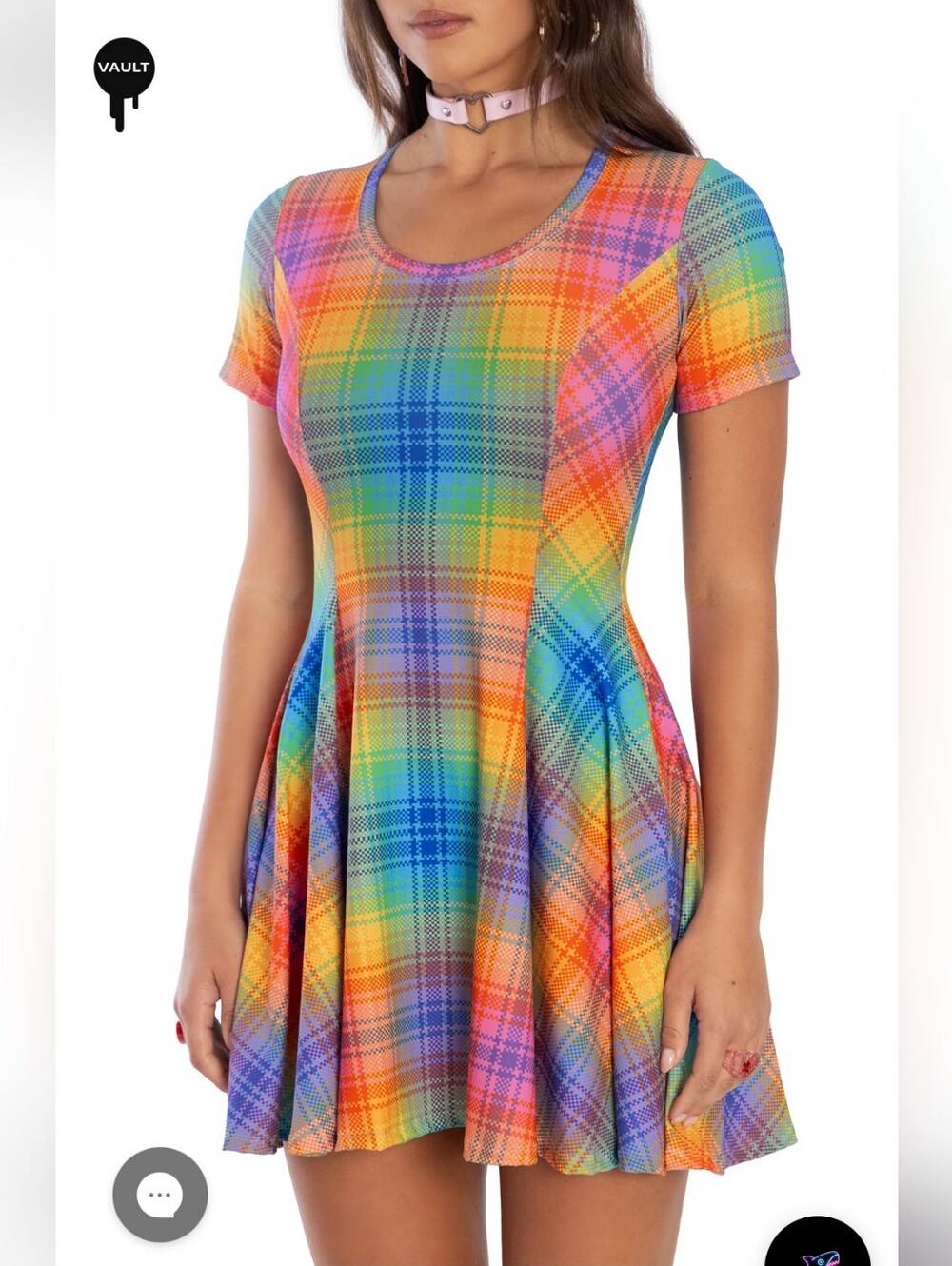Blackmilk Rainbow Plaid Mini Dress